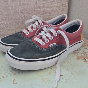 Vans Red and Black Canvas Sneakers